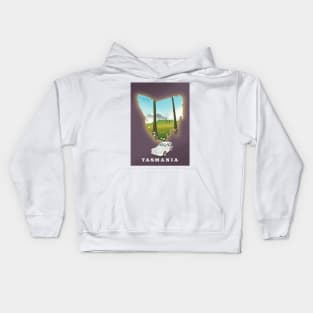 Tasmania Map travel poster Kids Hoodie